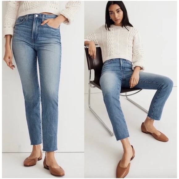 Madewell Women’s Sz 26 High Rise Perfect Vintage Jean Ankle Fray Stretch Denim - Picture 1 of 11